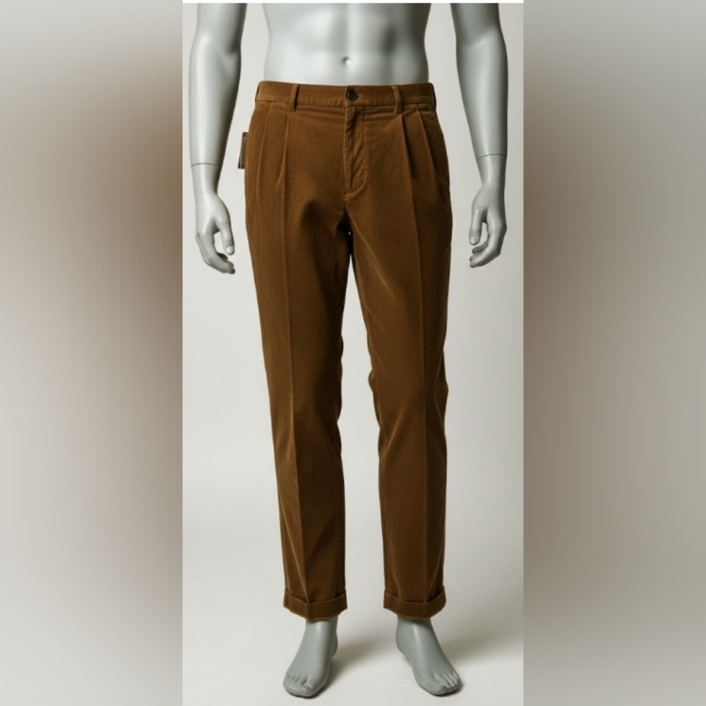 Corduroy 38 X 34 Acediamia Grandpa Brown  Cuffed Pleated Pants New